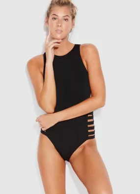 Active Multi Strap High Neck One Piece - Black