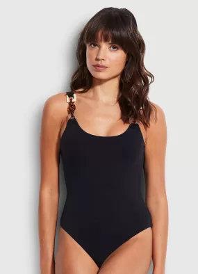 Belize Scoop Back One Piece - Black