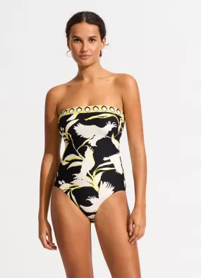 Birds Of Paradise DD Bandeau One Piece - Black