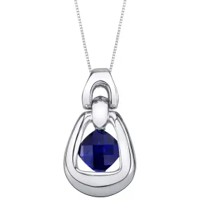 Blue Sapphire Pendant Sterling Silver Cushion Cut 1.25 Carat