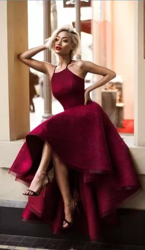 Burgundy Lace Prom Dress Cheap Long Party Prom Dress #ER021