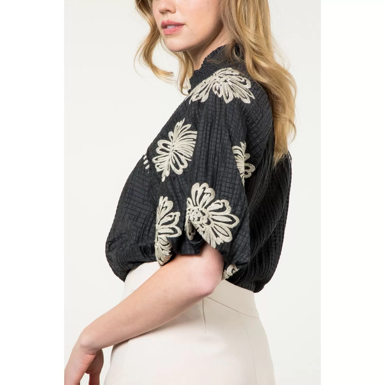 Chloe Embroidered Puff Sleeve THML Top