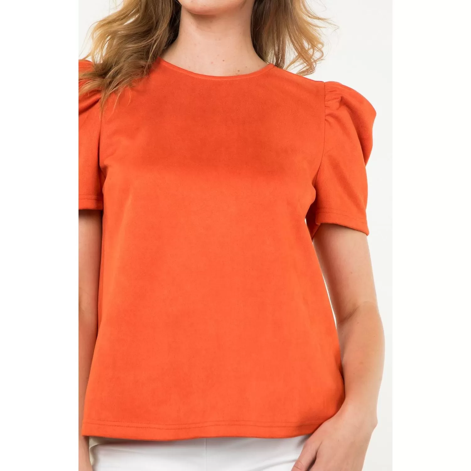 Clementine Puff Sleeve Suede THML Top