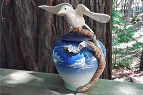 Dove Ceramic Urn Jar for Ashes of Loved Ones