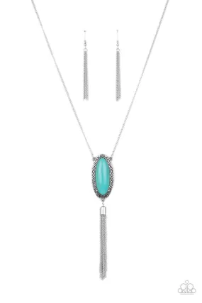 Ethereal Eden Turquoise Blue Stone and Silver Tassel Necklace - Paparazzi Accessories