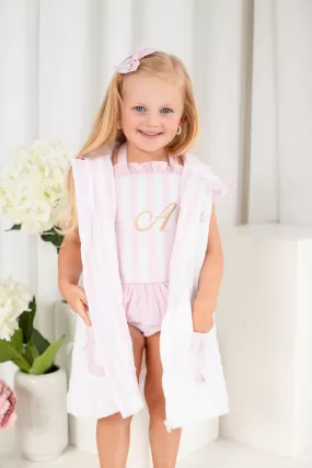 Girls Pink Candy Stripe Towelling Coverup