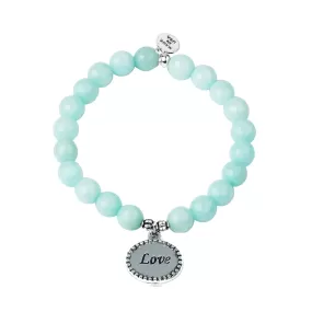 Love | Stone Beaded Charm Bracelet | Tiffany Blue Agate - Serenity