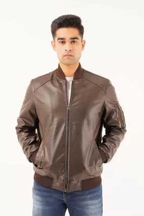 Men's Leather Bomber Jacket