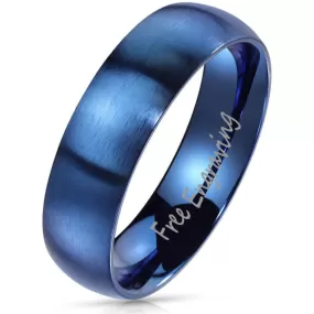 Personalized Men's Matte Blue Promise Ring - Engraved Promise Ring