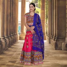 Pink And Blue Traditional Chania Choli