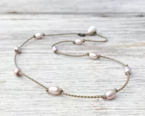 Princess Necklace-0231-Blush Pearl Rice Petite