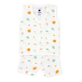 Sleeveless Jabla Co Ord Set / Jabla Shorts - 100% Muslin Cotton -Snail