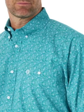 'Wrangler' Men's George Strait Button Down - Emerald Swirl